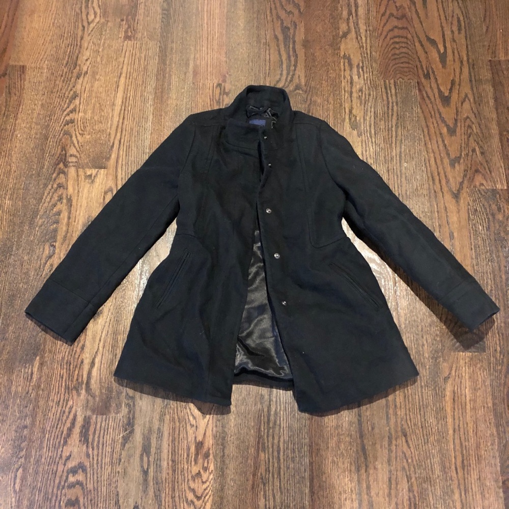 Gap girls black pea coat lined size m (8)